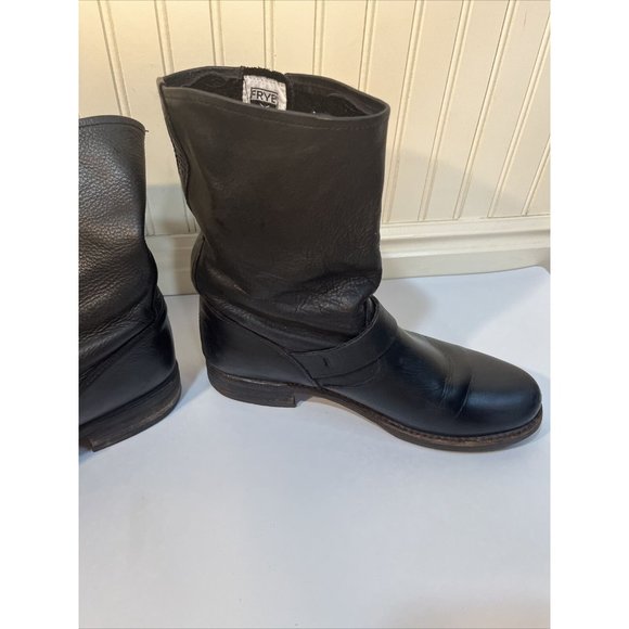 Frye Women’s Veronica Short Black Leather Buckle Moto Boot Size 8 - Picture 6 of 14